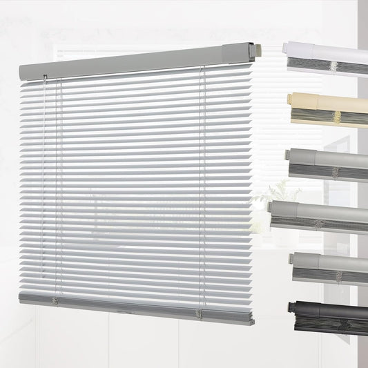 Persilux  Mini Blinds Cordless Venetian Blind Room Darkening Horizontal Window Blinds Protecting Privacy No Tools No Drill Mini Blinds for Office Bathroom Living Room Custom Size Bluish Grey