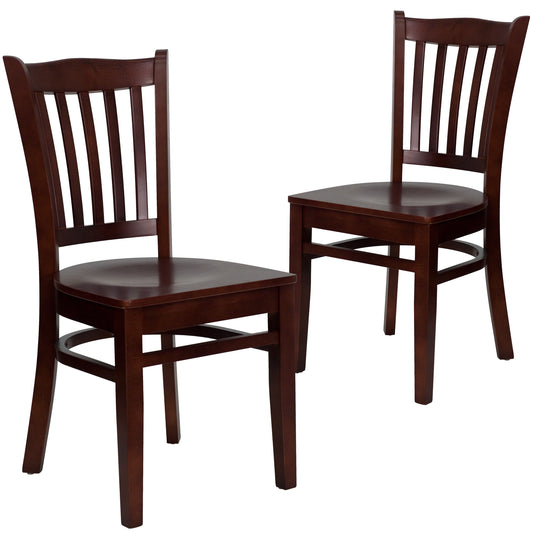 Flash Furniture 2 Pk. HERCULES Series Vertical Slat Back Mahogany Wood Restaurant Chair