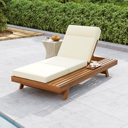 Christopher Knight Home Harrison Outdoor Acacia Wood Adjustable Chaise Lounge-Teak Finish and Beige