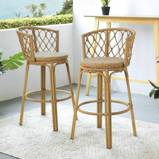 Christopher Knight Home Raynette Outdoor 28.75-inch Barstool (Set of 2)-Light Brown