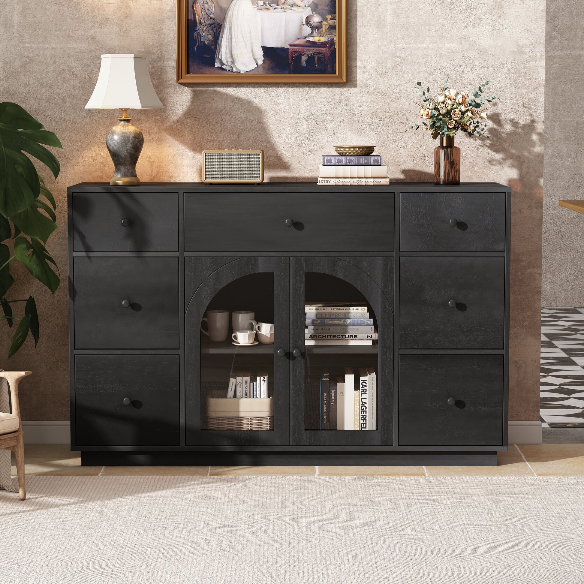 Christopher Knight Home Black Cabinet with storage for living and dining room entrance