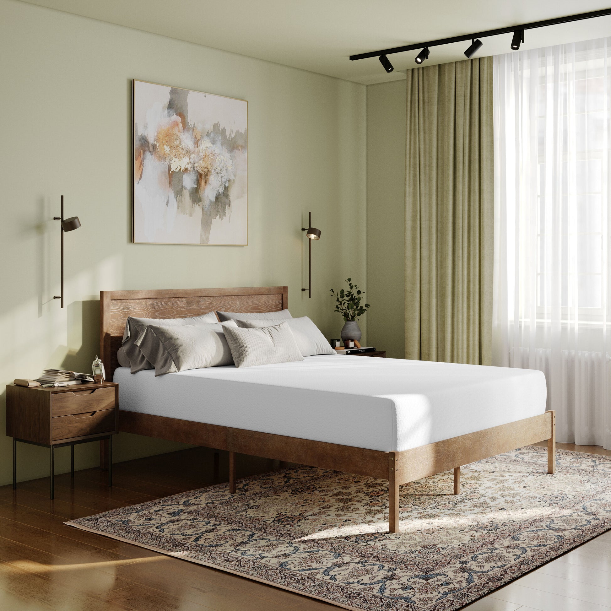 Flash Furniture Cloud Green Tea Cooling Gel 4-Layer Memory Foam 10-in Queen Mattress in a Box with CertiPUR-US Certification; Washable Cover; and Pressure Relief