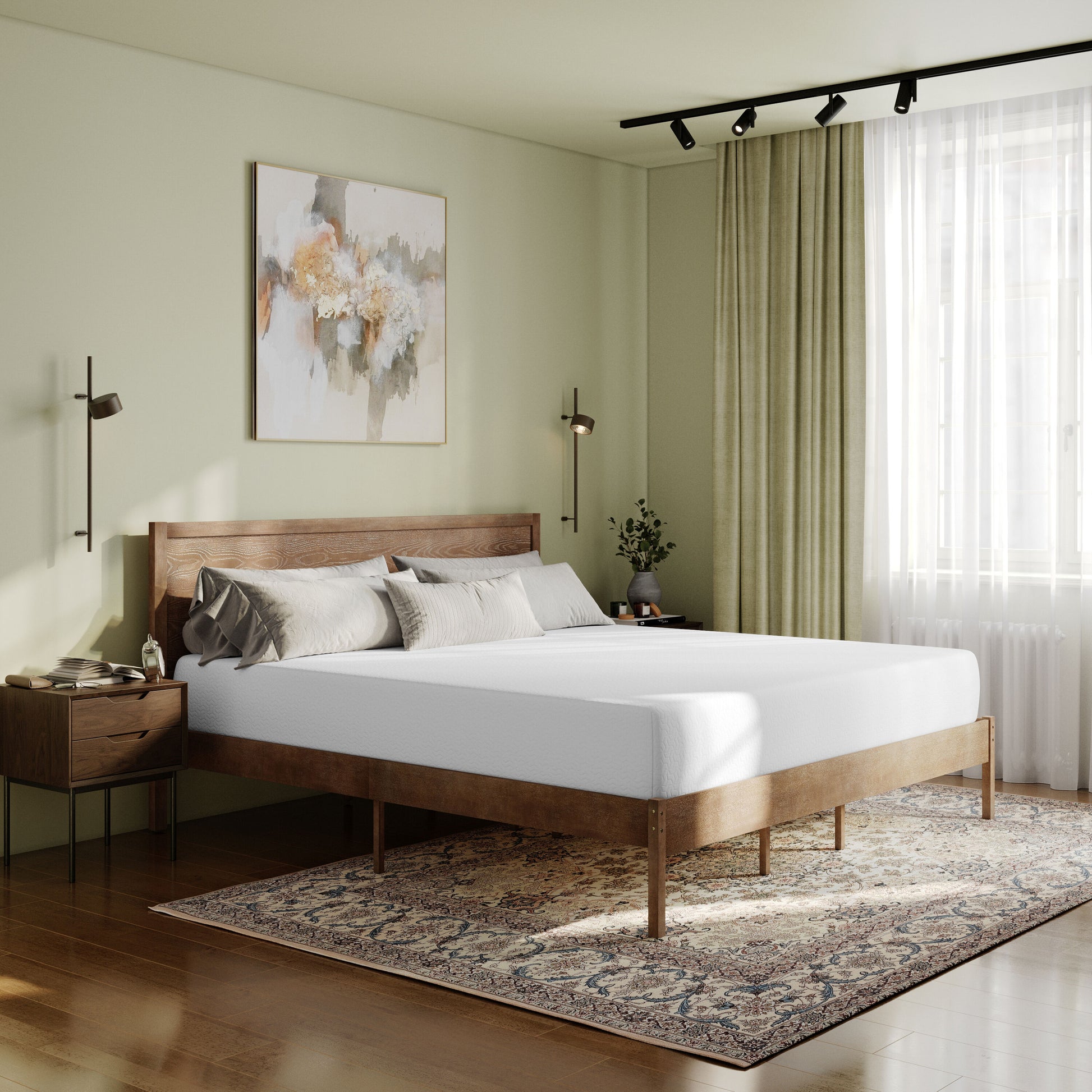 Flash Furniture Cloud Green Tea Cooling Gel 4-Layer Memory Foam 10-in King Mattress in a Box with CertiPUR-US Certification; Washable Cover; and Pressure Relief