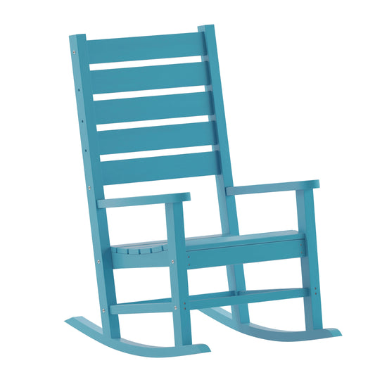 Flash Furniture Manchester Set of 2 Contemporary Rocking Chairs; All-Weather HDPE Indoor/Outdoor Rockers in Blue