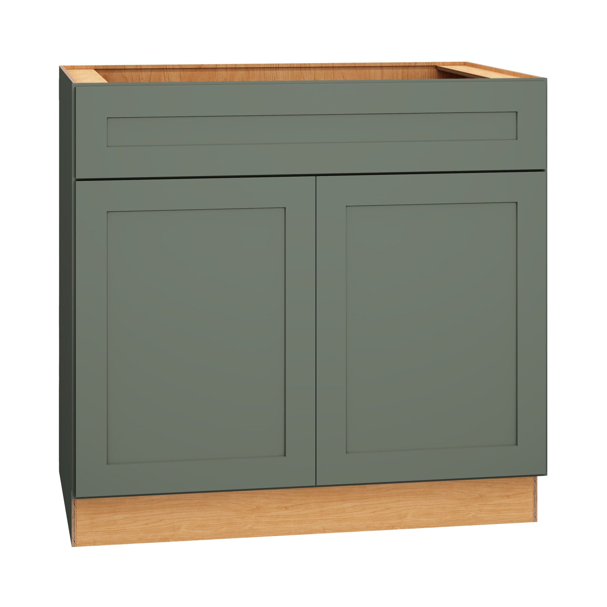 Diamond Express Jamestown 36-in W x 34.5-in H x 24-in D Retreat Green Sink Base Fully Assembled Plywood Cabinet Recessed Panel Shaker