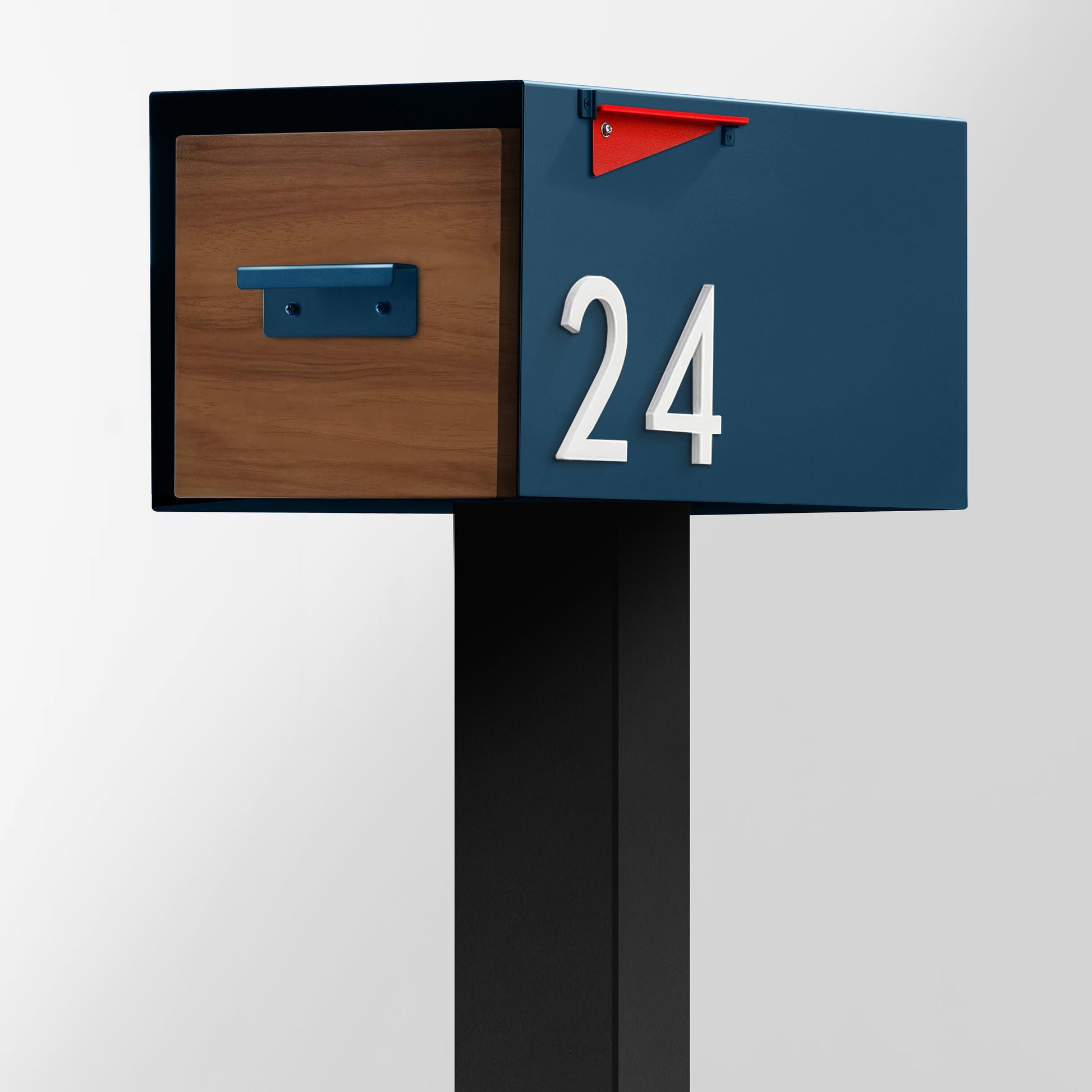 Post & Porch Post-Mounted Mailboxes 4 x 4 Blue Steel Flat Mount Mailbox Post
