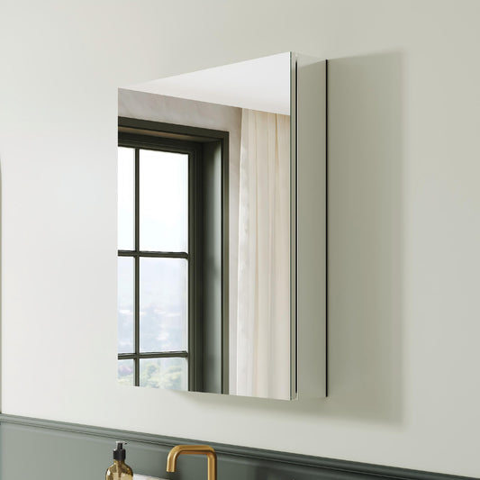 CALVON Recess or Surface Mount medicine cabinet 24-in x 30-in Surface/Recessed Mount Chrome Mirrored Rectangle Soft Close Medicine Cabinet