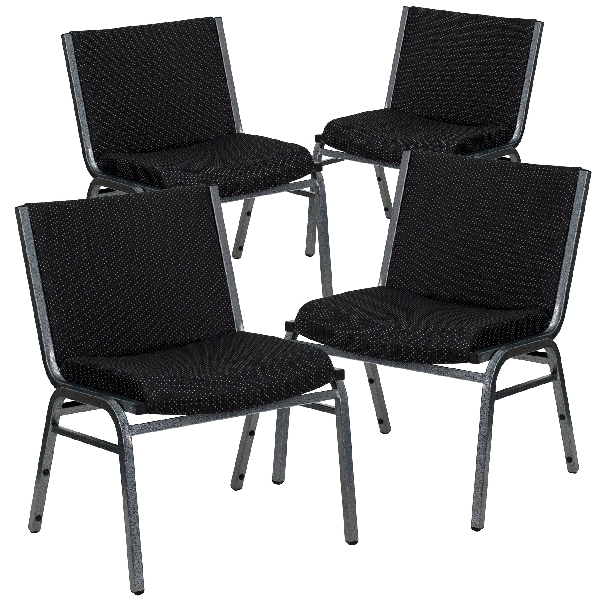 Flash Furniture 4 Pack HERCULES Series Big and Tall 1000 lb Rated Black Fabric Stack Chair