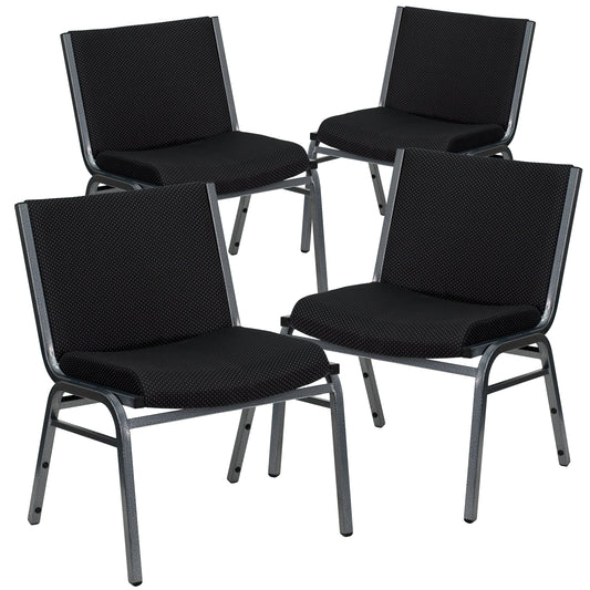 Flash Furniture 4 Pack HERCULES Series Big and Tall 1000 lb Rated Black Fabric Stack Chair