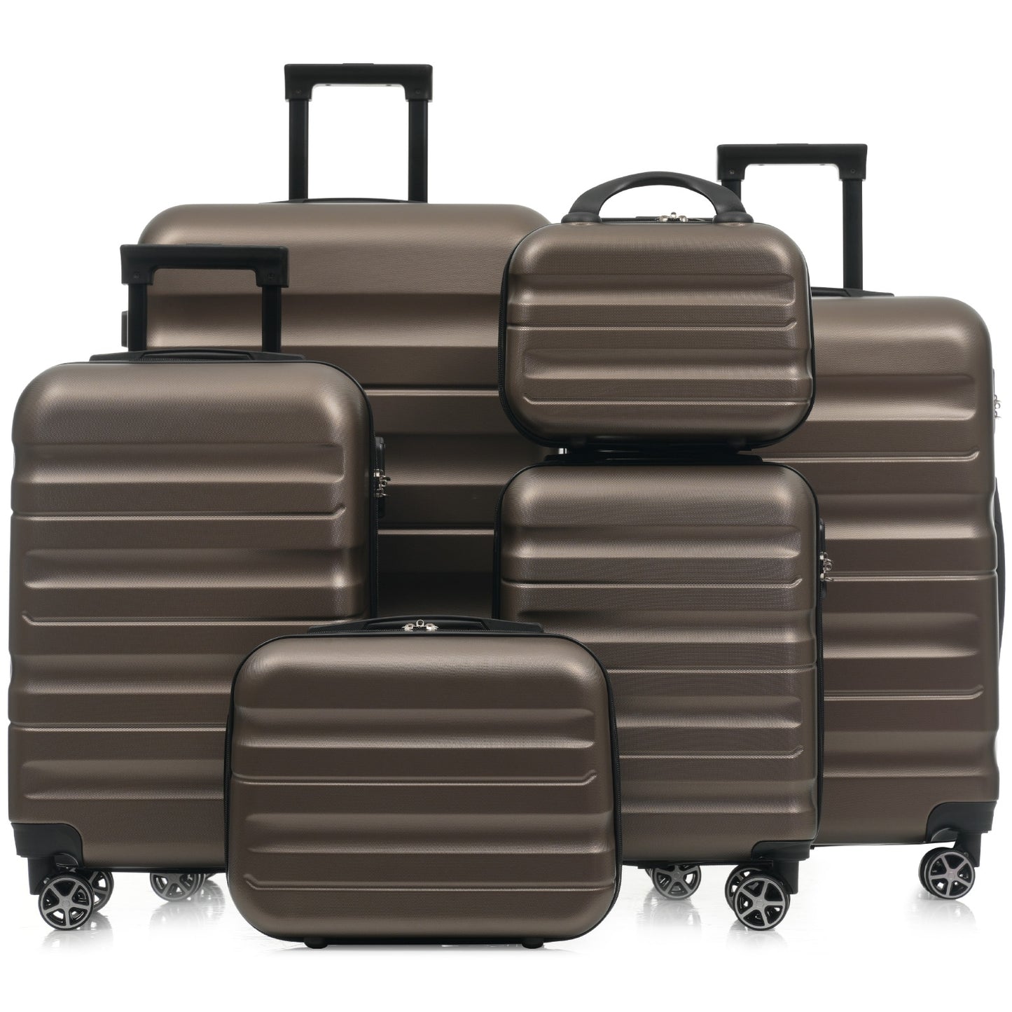 Bybafun 30.3x19.7x11.8 Dark Brown Plastic Hardshell Suitcase set 6 -Bag