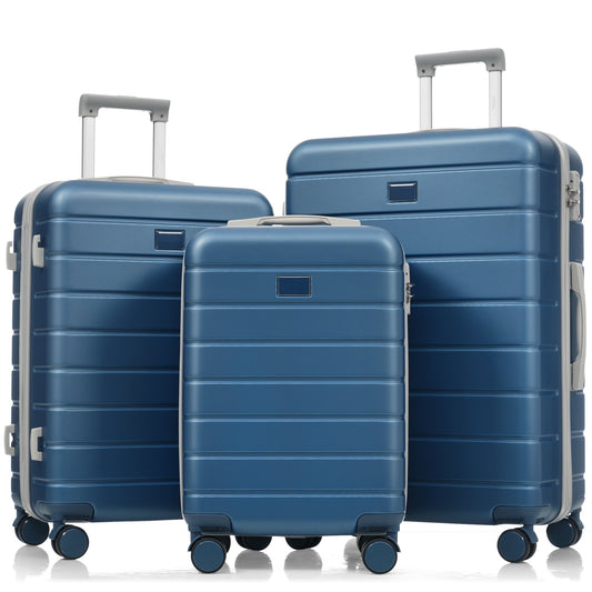 Bybafun 29x20x11.2 Dark Blue Plastic Hardshell Suitcase set 3 -Bag