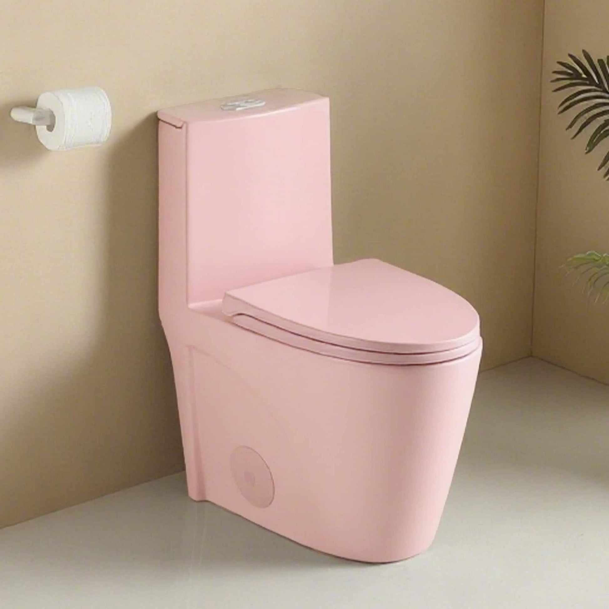 LOVMOR 1.1/1.60 GPF Dual-Flush One Piece Toilet Water-Saving Elongated Comfort Height Floor Mounted Soft Close 1000 Gram Map Flushing Score Toilet Rose GF-24T01-RS