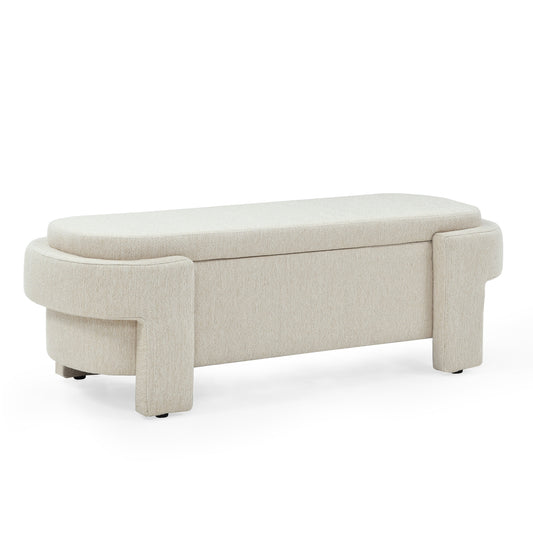 SINOFURN Modern Beige Accent Bench with Storage 51.5-in x 20.5-in x 17-in