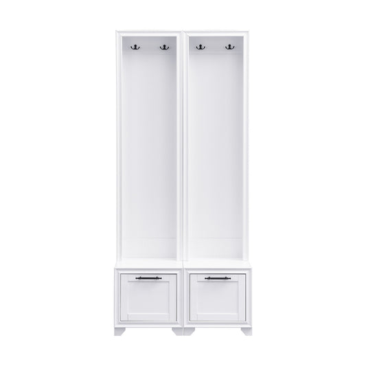 Miki Shinly hall trees Modern 31.4-in White Wood Hall Tree