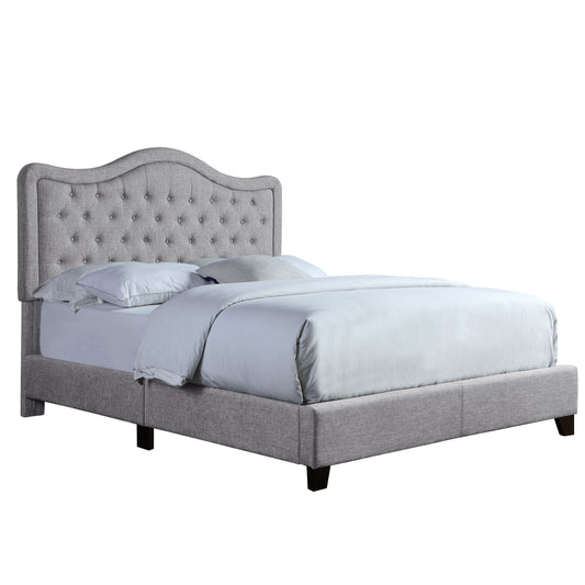Boyel Living Modern Upholstered Bed Frame with Curved Tufted Headboard Platform Bed with Solid Wood Frame