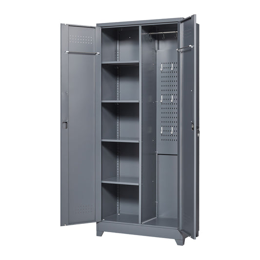 Tatayosi Gray And White Color Metal Lockers Cleaning Tool Cabinets With Locking Doors High Broom Tool Storage Cabinets Adjustable Shelves Large Cabinets For Kitchens Offices Shops