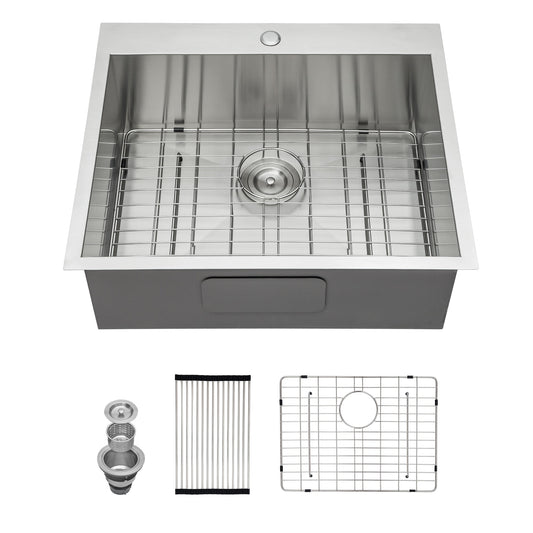 Forclover Drop-in 25-in x 22-in Stainless steel Single bowl 16 -Gauge Kitchen Sink