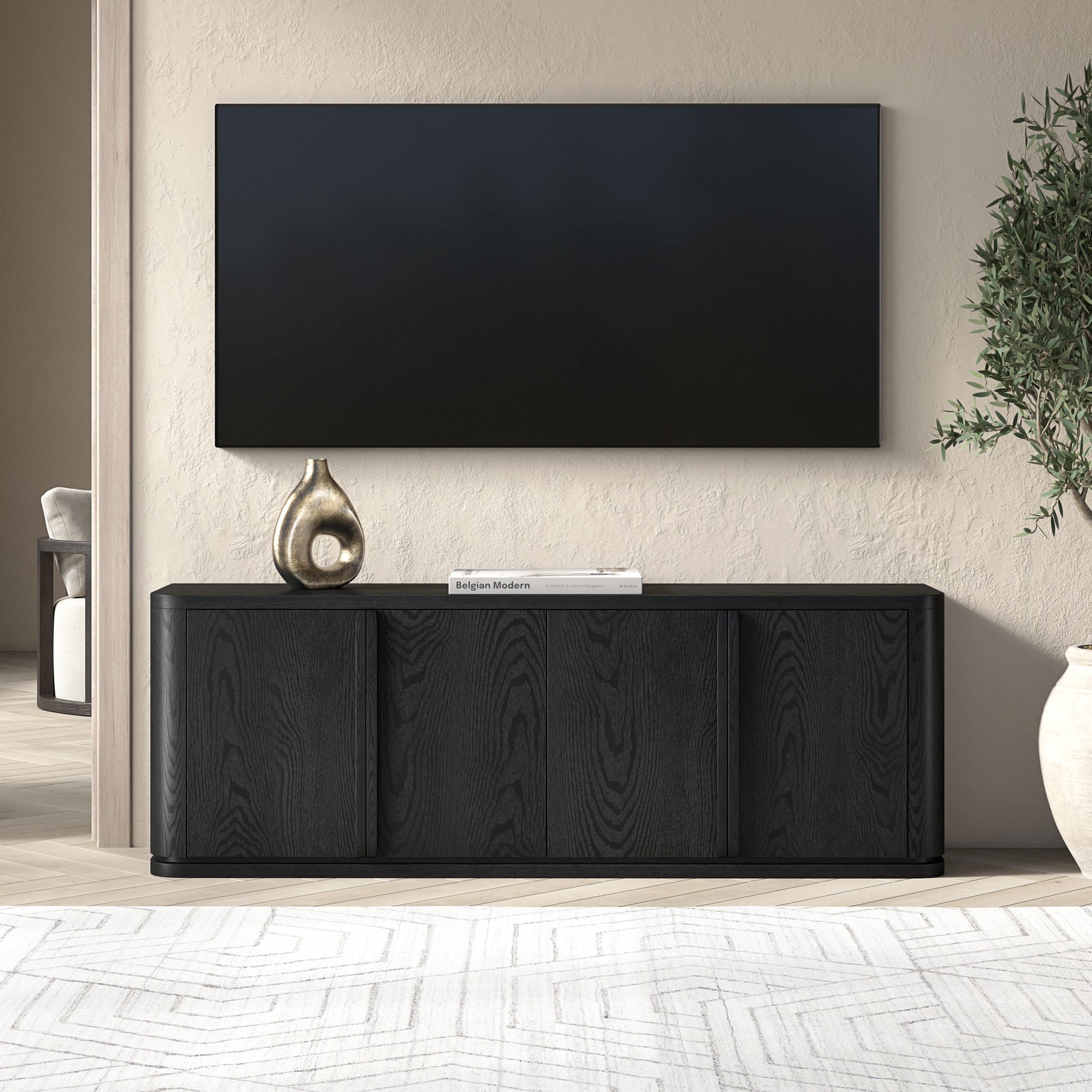 Hailey Home Vance Modern/Contemporary Black Grain 68-in W TV stand ( Accommodates TVs more than 70-in )