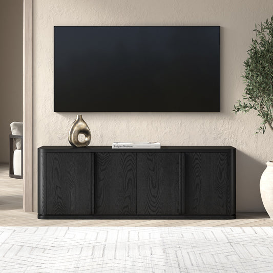 Hailey Home Vance Modern/Contemporary Black Grain 68-in W TV stand ( Accommodates TVs more than 70-in )