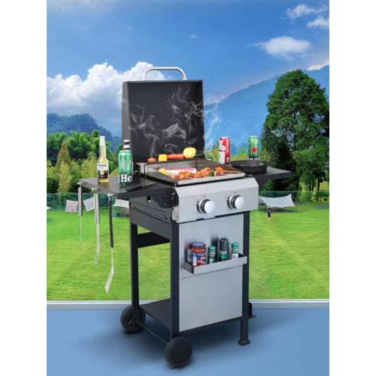 Poly furniture Gas Gills Black Silver 2 -Burner Liquid Propane Gas Grill