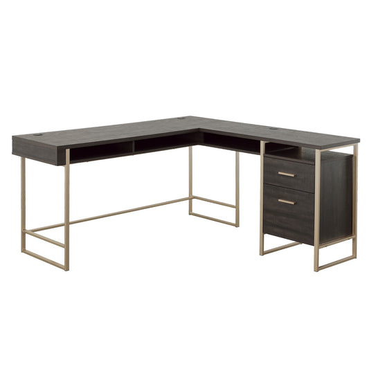 Flynama L-shaped Desk 60-in Brown Modern/Contemporary L-shaped desk