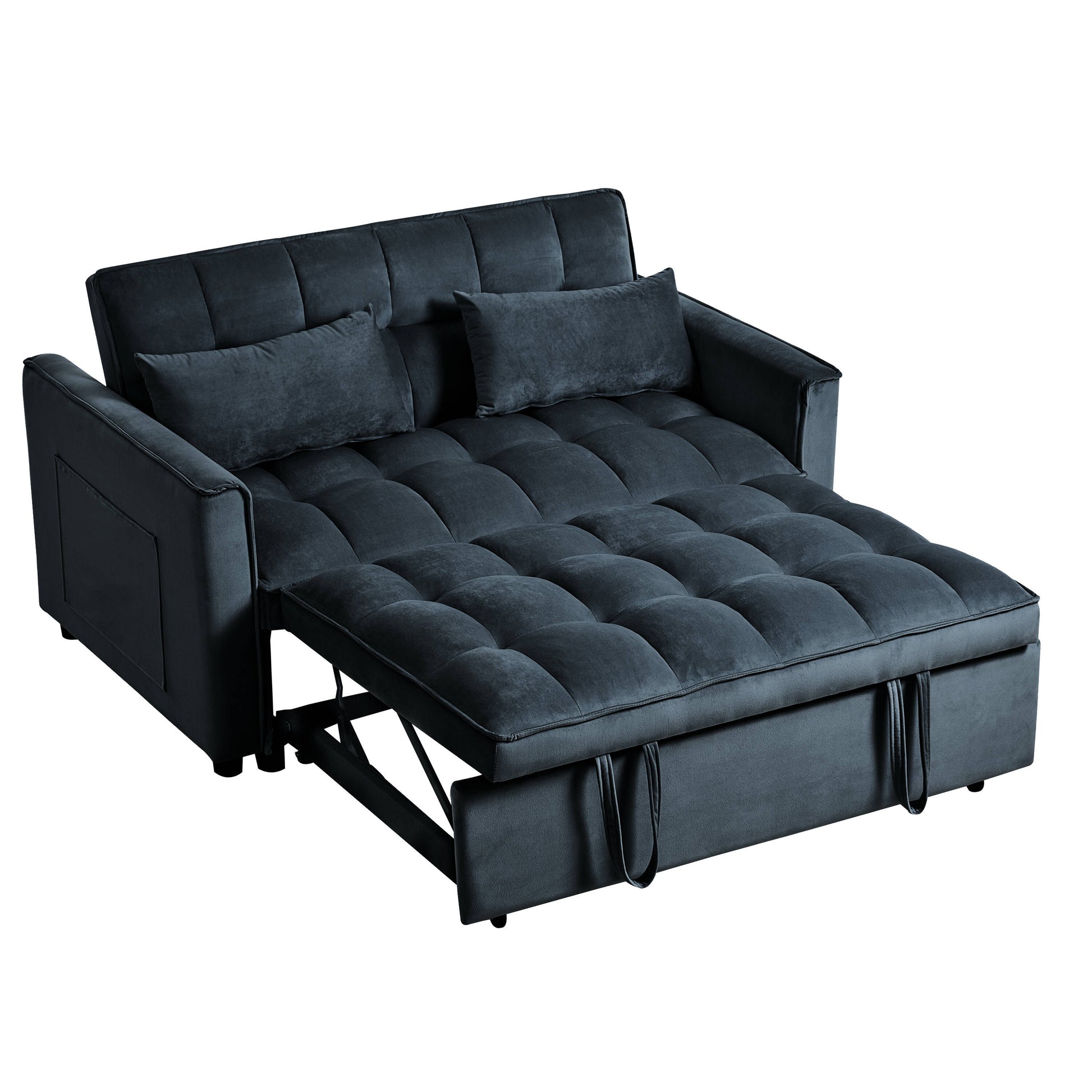 Flynama Black Contemporary/Modern Velvet Full Sofa bed
