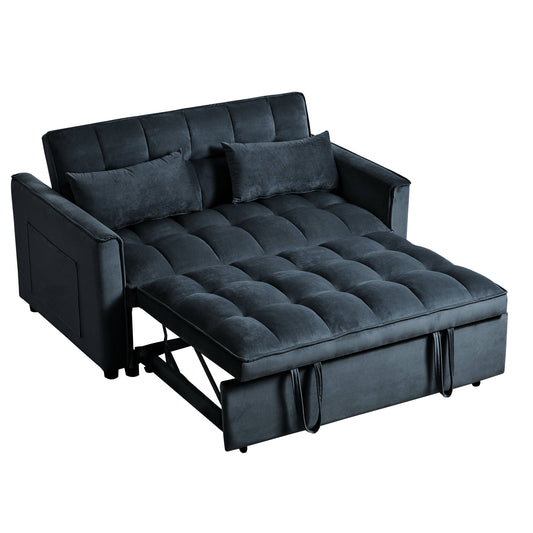 Flynama Black Contemporary/Modern Velvet Full Sofa bed