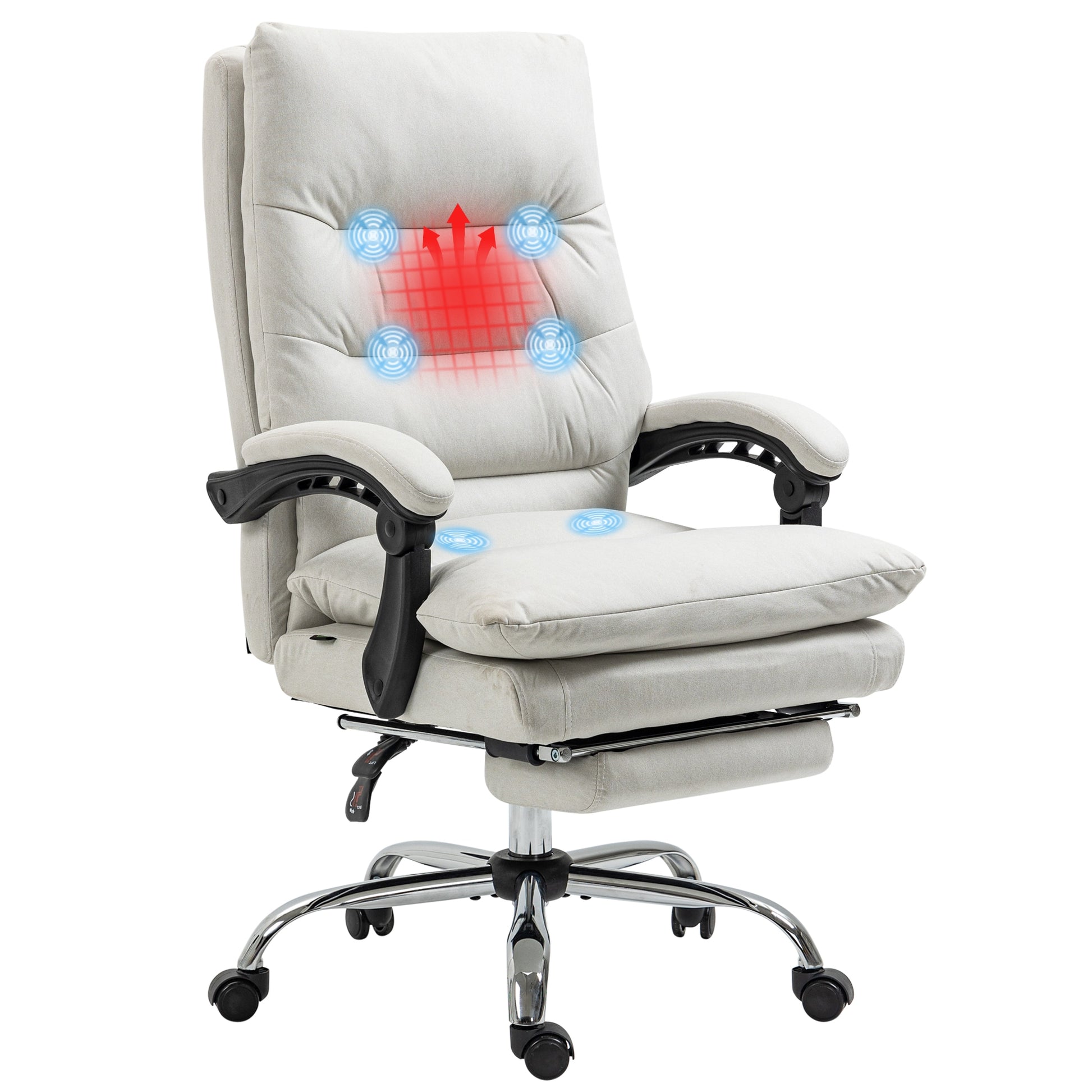 Flynama Office Chair Cream White Contemporary Ergonomic Adjustable Height Swivel Fabric Executive Chair