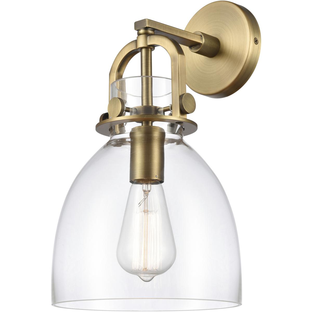 Innovations Lighting Newton Bell 8-in W 1 -Light Brushed Brass Industrial Wall Sconce