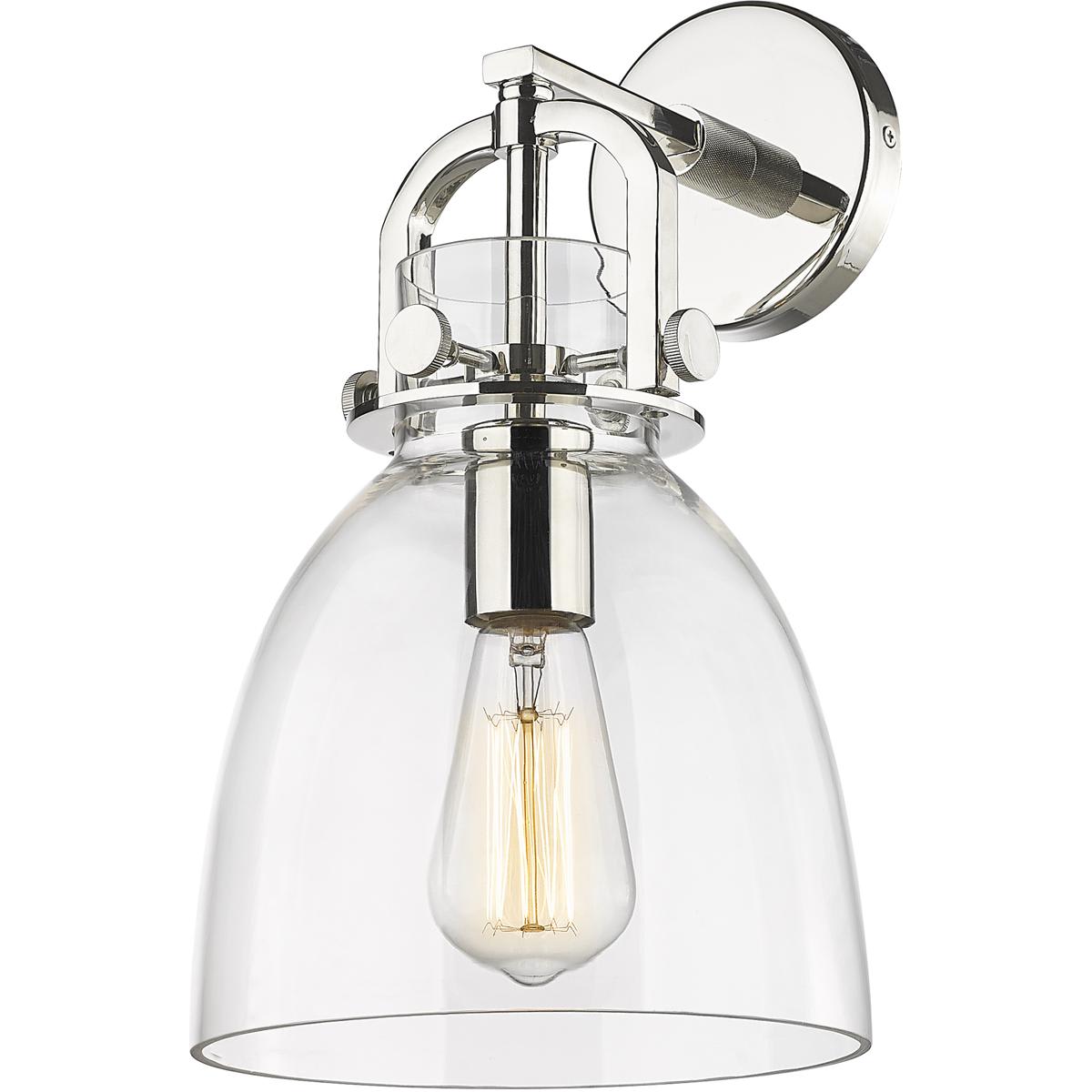Innovations Lighting Newton Bell 8-in W 1 -Light Polished Nickel Industrial Wall Sconce