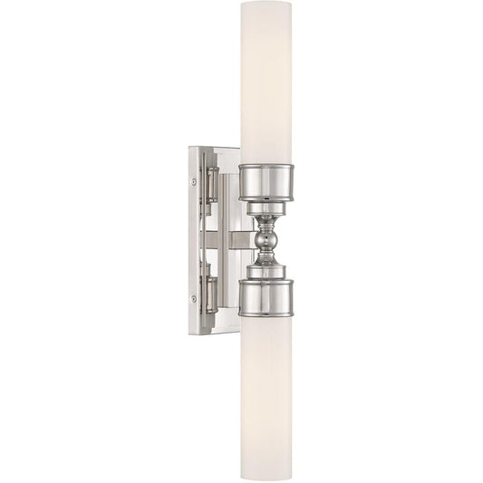 Crystorama Wilcox 4.75-in W 2 -Light Polished Nickel Transitional Integrated LED Wall Sconce