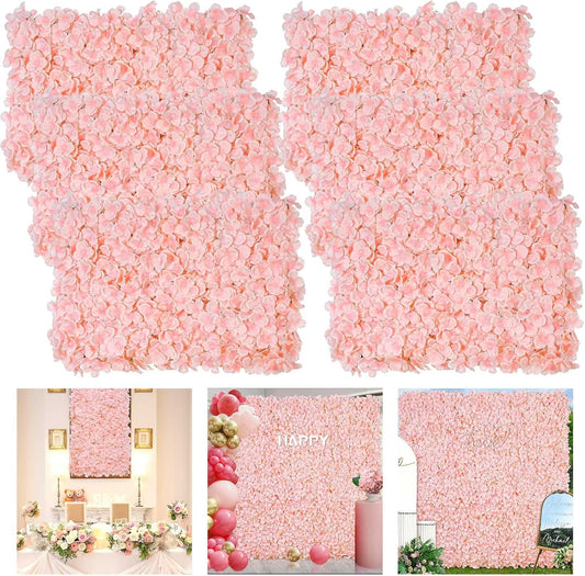 B-Cool  Artificial Flower Wall Backdrop Panels Blush Floral Wall Panel 4ftx4ft Wedding Background 6 Pack 40x60cm for Bridal Shower Centerpieces Birthday Decoration
