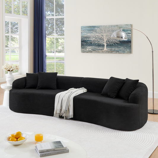 GDFStudio Black Curved Modular Sectional Sofa in Lamb's Wool Fabric