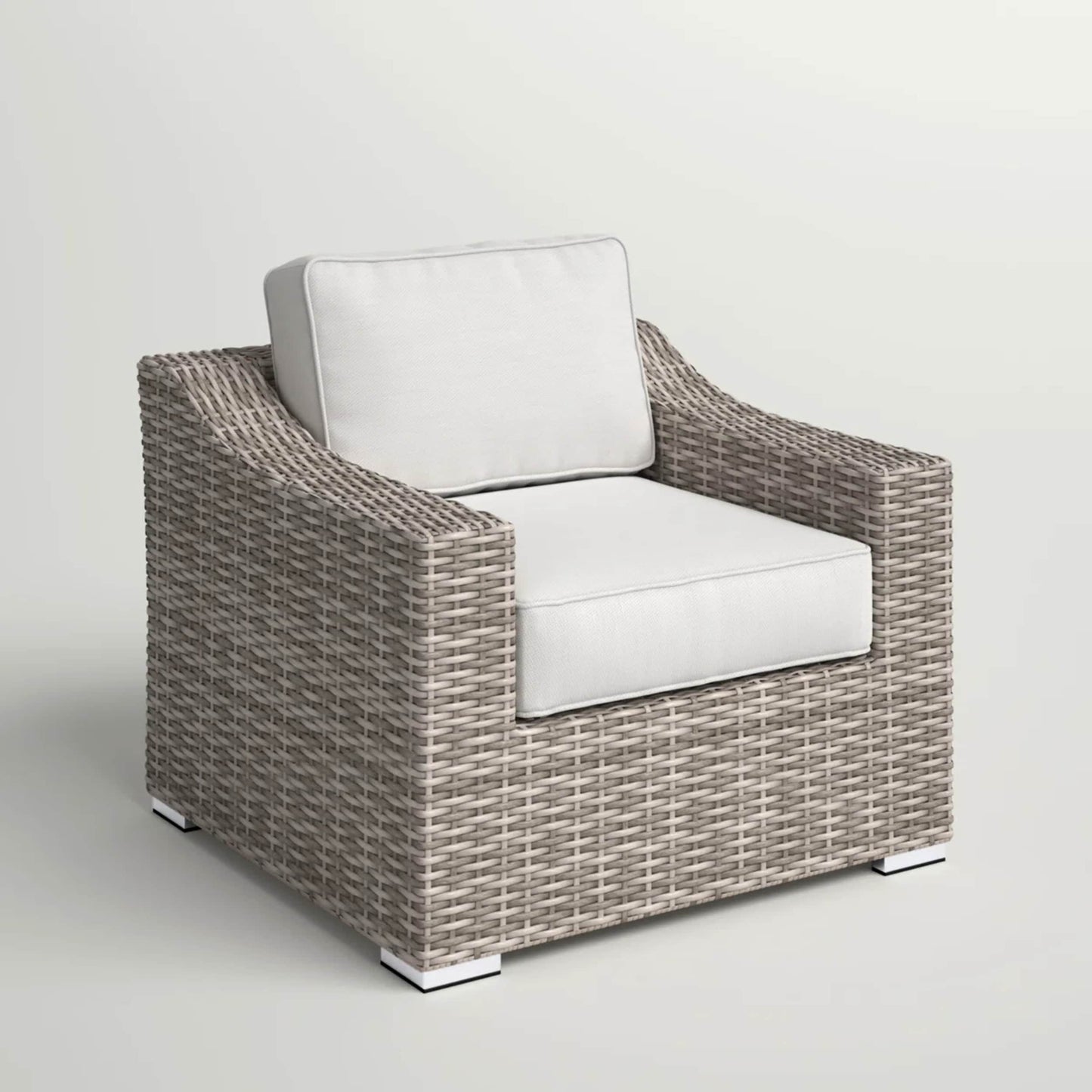 Moda Furnishings MDB120P205858 Wicker Gray Aluminum Frame Stationary Conversation Chair with Beige GIGA Cushioned Seat