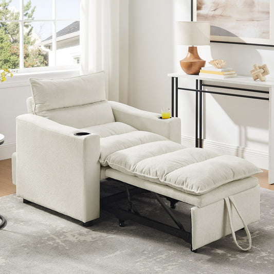 Dexmalle  Beige Convertible Small  Sleeper Sofa Chair Bed