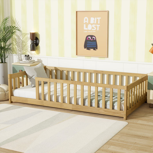 Rbied Twin Brown Wood Bed Frame with Headboard