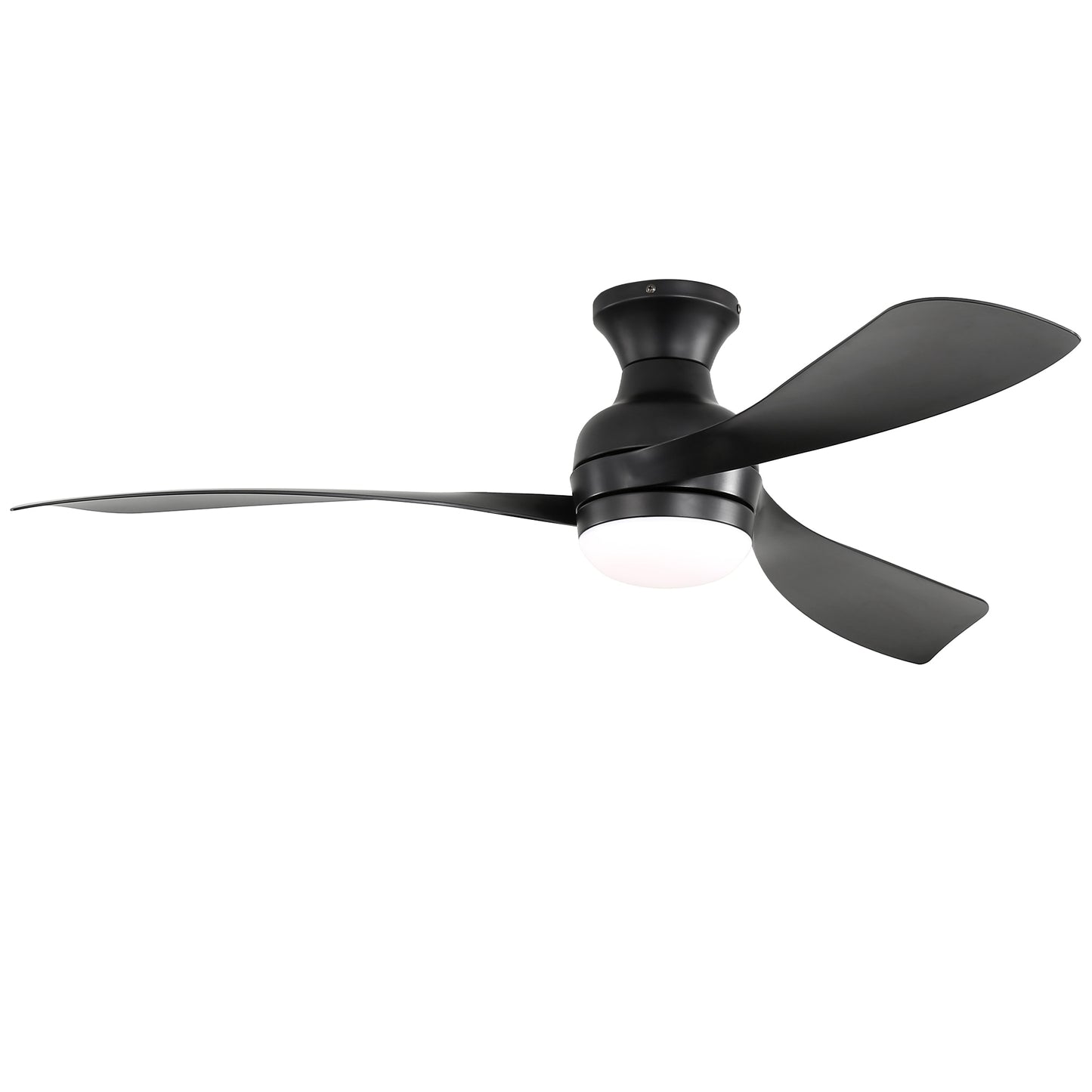 Wellspeed Aether 52-in Black with Matte Blades Integrated LED Flush Mount Ceiling Fan With Light 3 -Blade