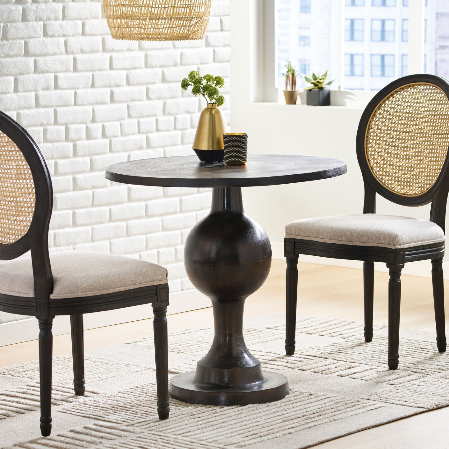 Christopher Knight Home Wetstein Modern Handcrafted Aluminum Round Dining Table Raw Bronze