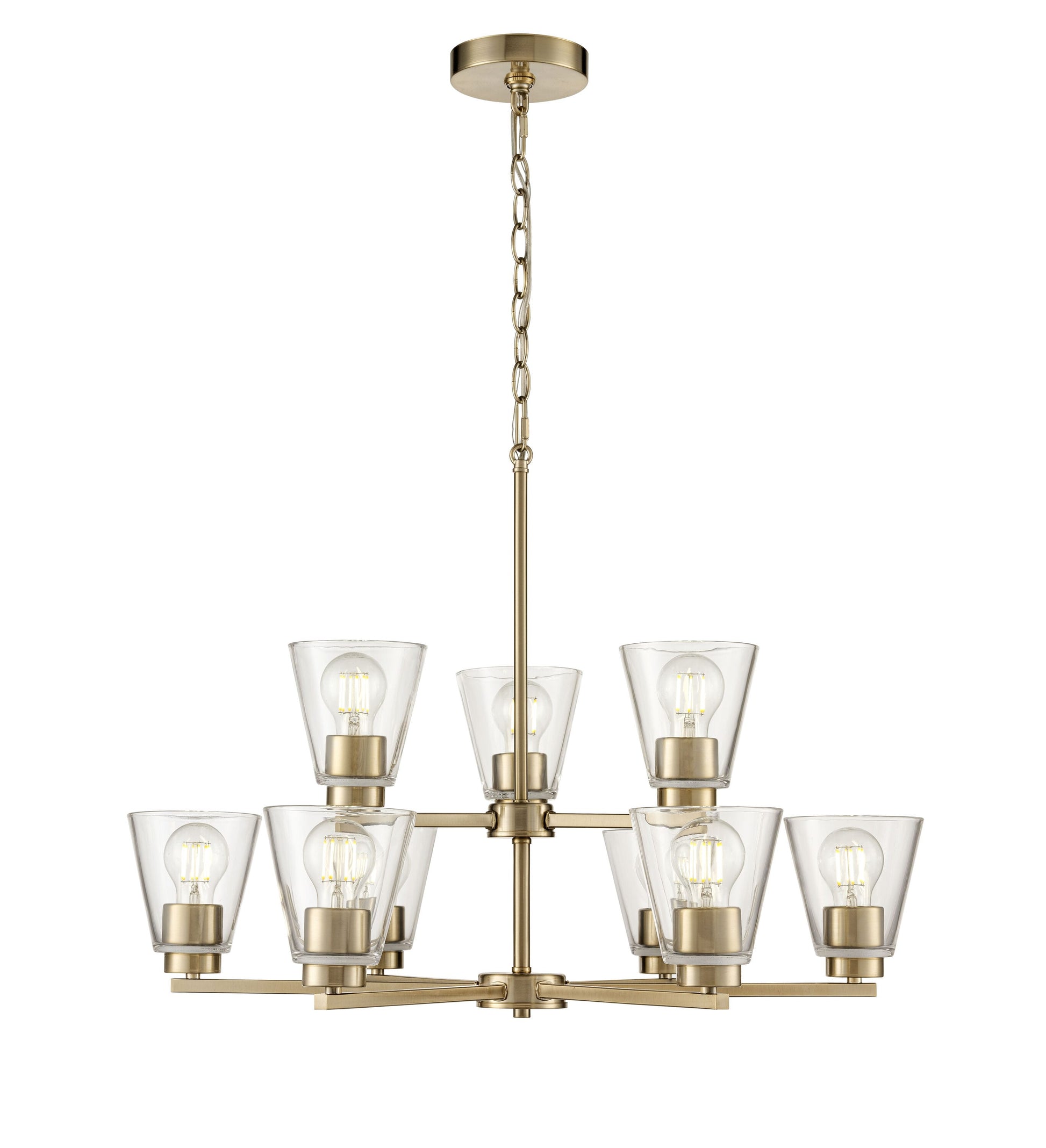 Millennium Lighting Strayhan 9 -Light Brushed Gold Modern/contemporary For Use in Bedrooms, Dining Rooms, Foyers, Kitchens, Living Rooms Chandelier