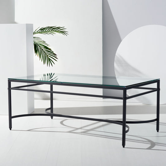 Safavieh  Abelard Glam Style Glass Cocktail Table/Black
