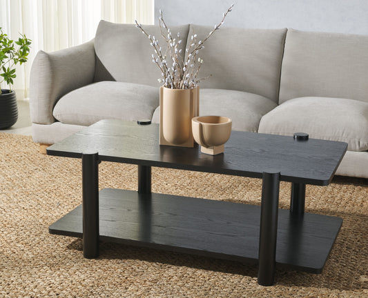 Safavieh  Edisyn Mid-Century Style 2 Shelf Wood Coffee Table/Black