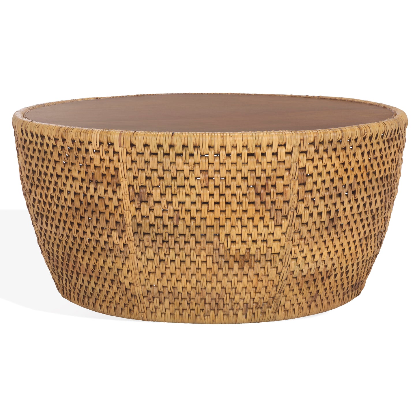 Safavieh  Braylen Rattan And Glass Round Coffee Table/Natural