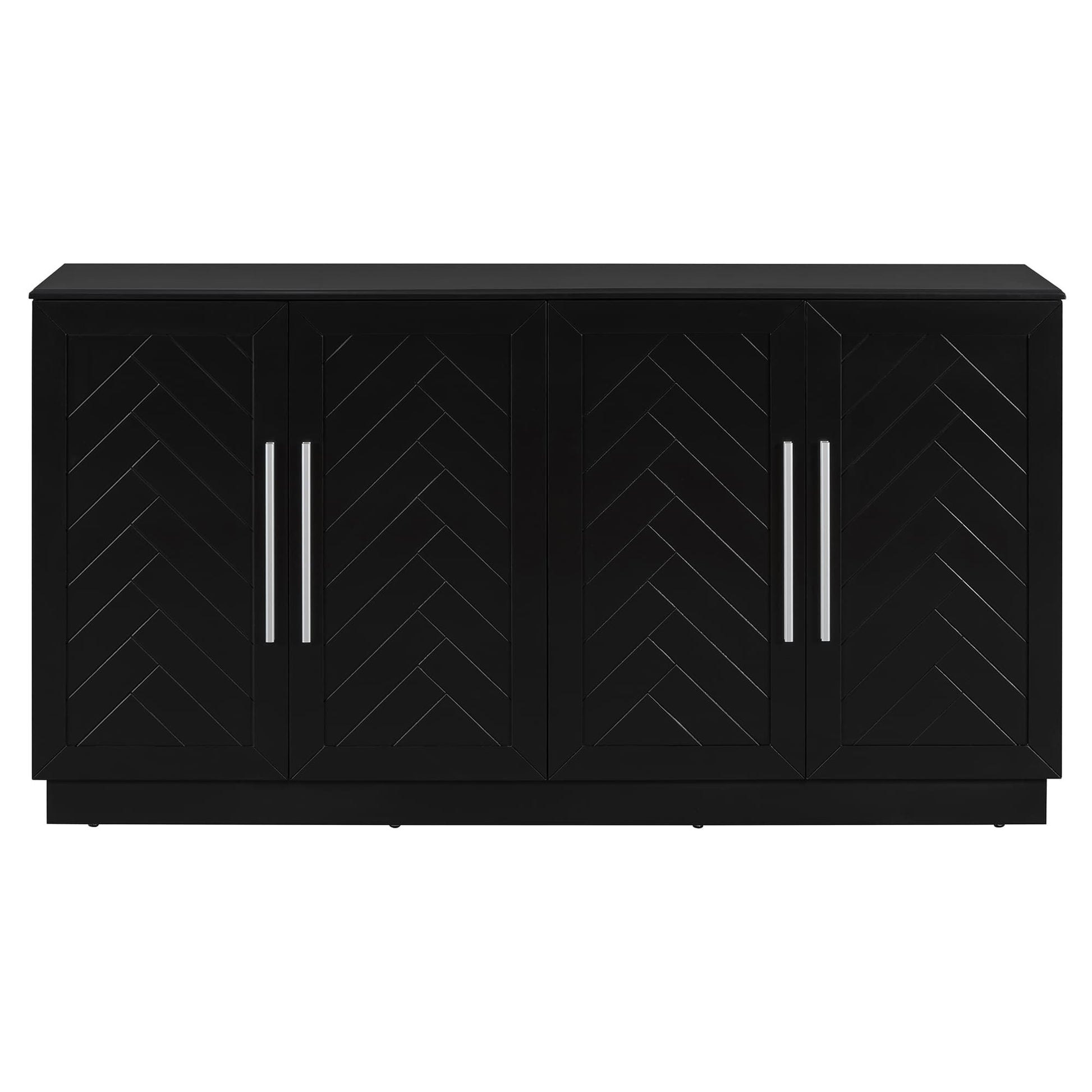 Vynxaria  Sideboard Buffet Cabinet with Adjustable Shelves Silver Handles Black for Kitchen Dining Room Living Room