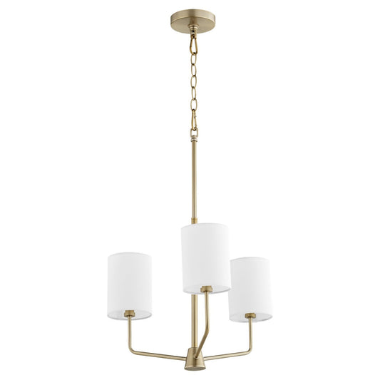 Quorum International Harmony 3-Light Contemporary / Transitional Aged Brass Chandelier