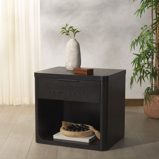 Safavieh  Raylie Scandinavian Style 1 Drawer Wood Nightstand/Black