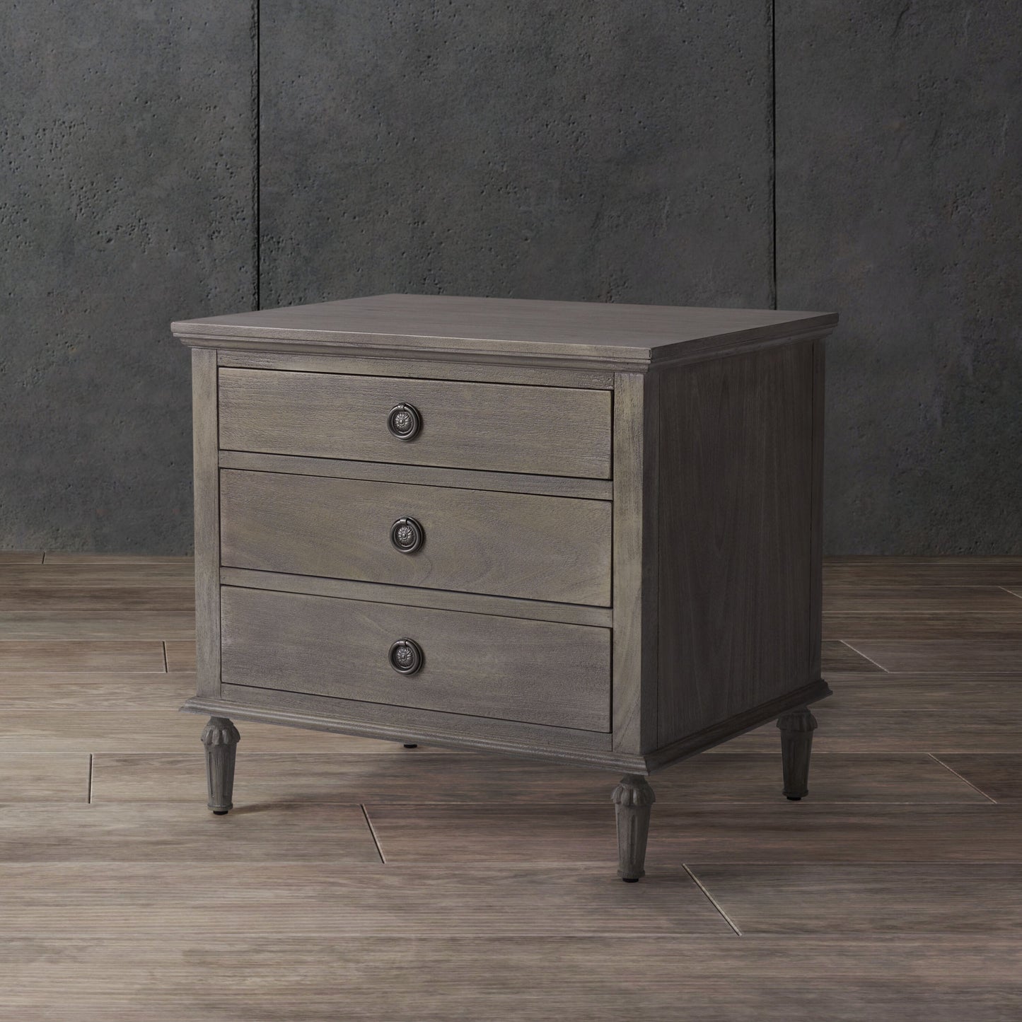 Safavieh  Lisabet Industrial Style 3 Drawer Wood Nightstand/Light Gray