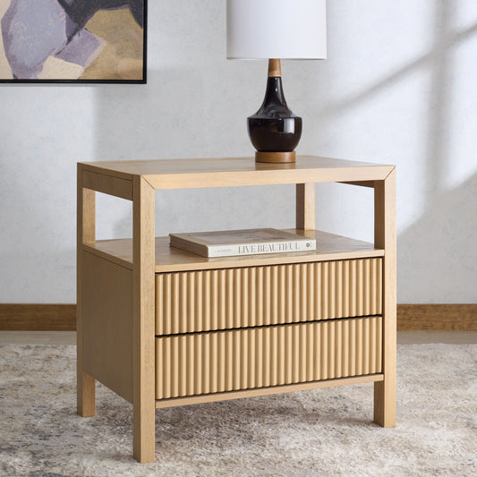 Safavieh  Shelbie 2 Drawer Reeded Nightstand/Oak