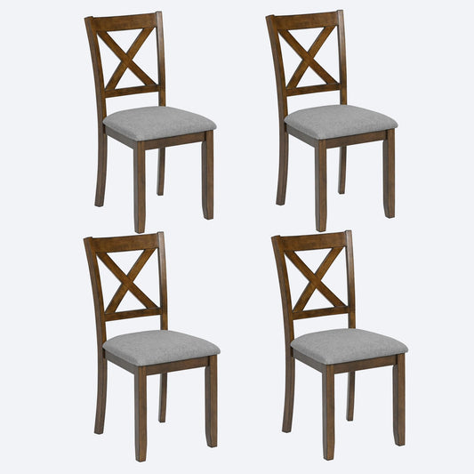 Vynxaria  Dining Chairs Set of 4 Walnut Kitchen Side Chair with Padded Linen Seat Solid Wood Legs Ergonomic Design for Dining Room Living Room Bedroom