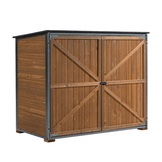 Siavonce 2.2-ft x 4-ft Lean-to Style Wood Outdoor Storage Shed 2 Doors (Floor Included)