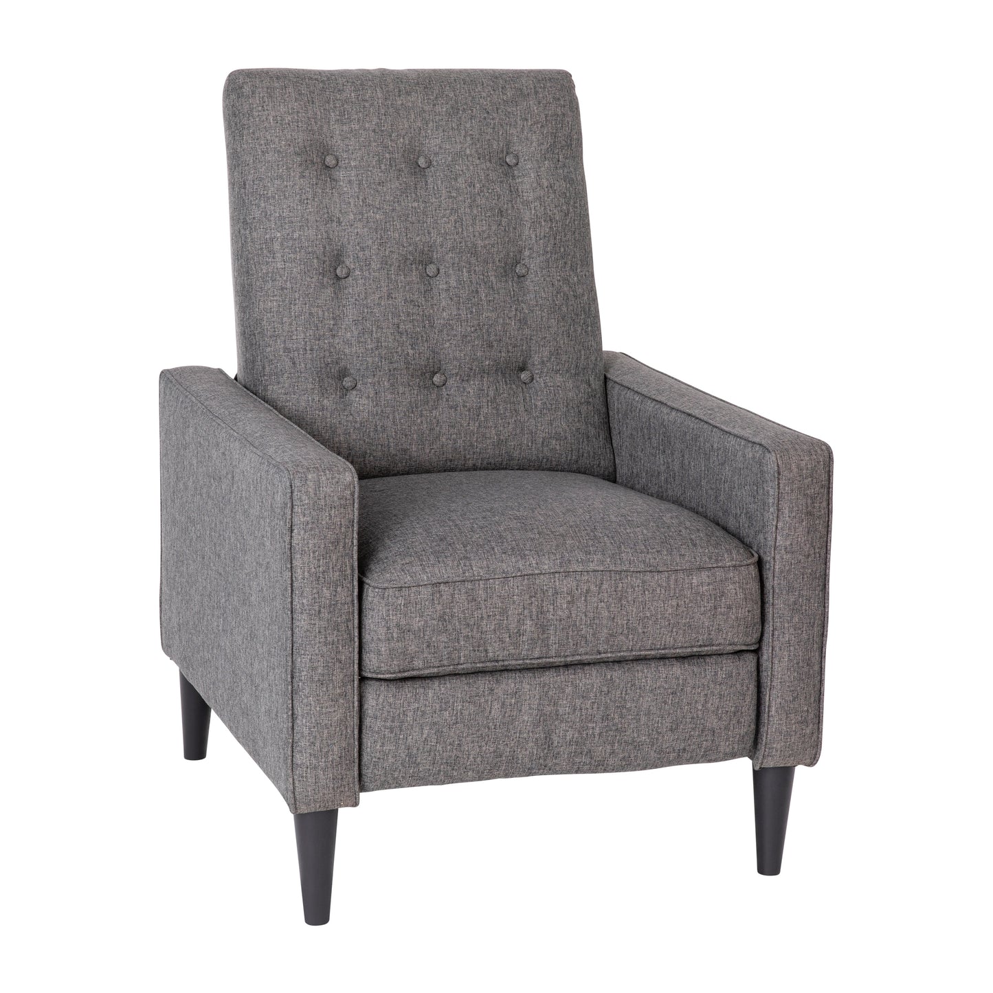 Merrick Lane Darcy Recliner Chair Gray Mid-Century Modern Fabric Tufted Upholstery Ergonomic Push Back Living Room Recliner
